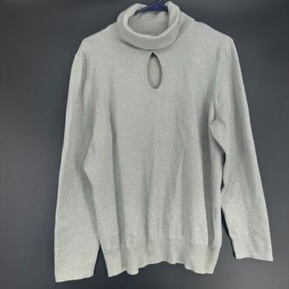 Lane Bryant Keyhole Sparkle Pullover Turtleneck Sweater in Gray PLUS sz 18 20 - Picture 1 of 6